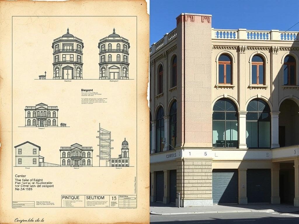 Evolución de métodos: plano antiguo a edificio moderno